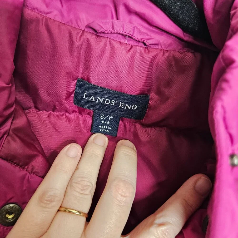 Lands End Womens Down Puffer Vest S‎ Pink Nylon & Polyester Insulated Outerwear